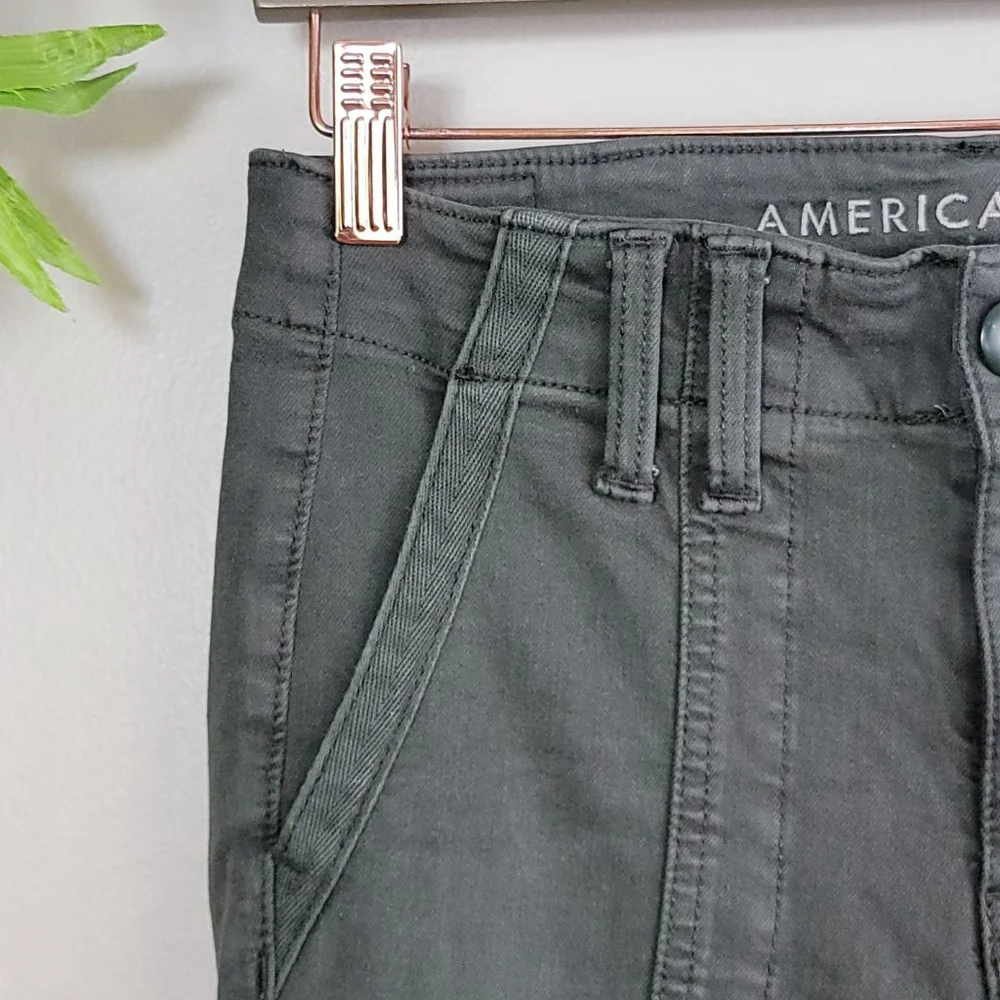 American Eagle Skinny Cargo Utility Jeans Pants Hi Rise Jegging Dark Green AE 4